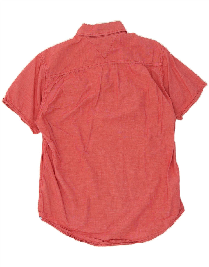 TOMMY HILFIGER Mens Short Sleeve Shirt Medium Red Cotton Vintage Tommy Hilfiger and Second-Hand Tommy Hilfiger from Messina Hembry 
