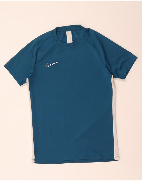 Nike Herre Dri Fit T-shirt Top Medium Blue Colourblock Polyester