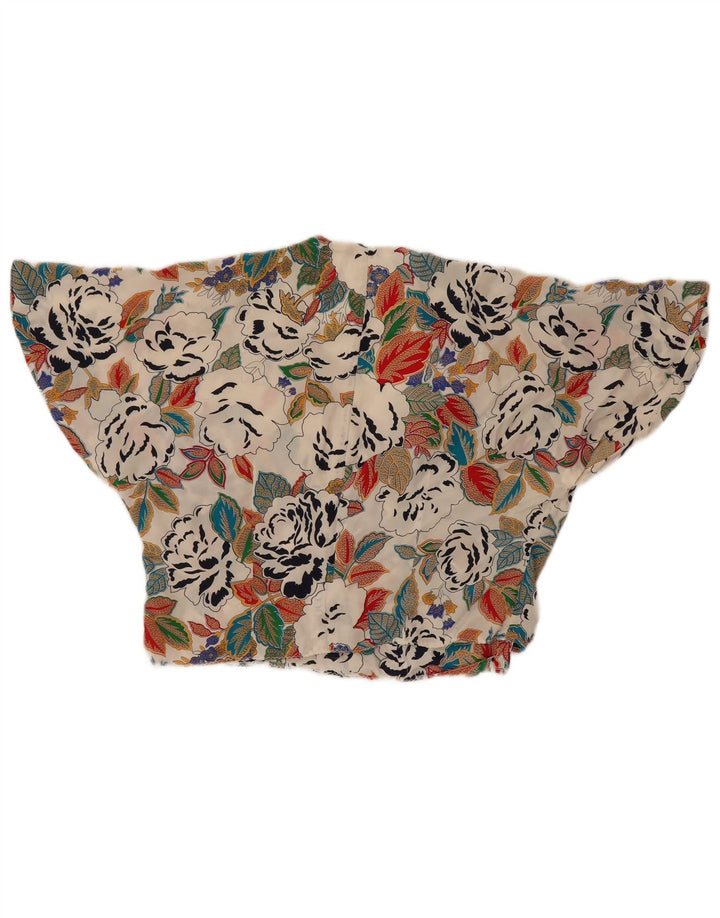 Vintage Womens Crop Batwing Shirt Bluse UK 14 Medium Multicolored Floral