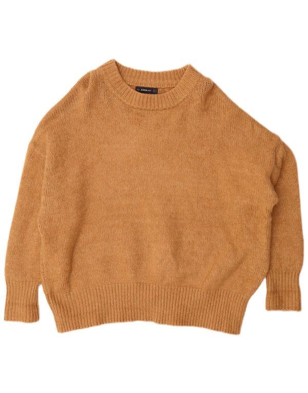 Zara Dame Oversized Boat Neck Jumper Sweater UK 14 Medium Brown