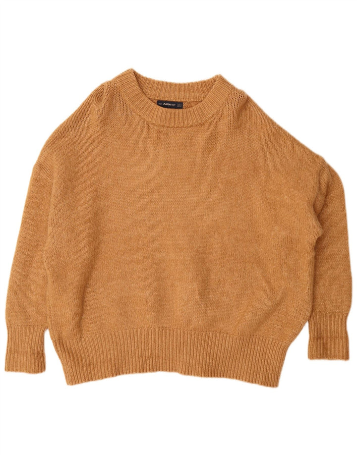 Zara Dame Oversized Boat Neck Jumper Sweater UK 14 Medium Brown