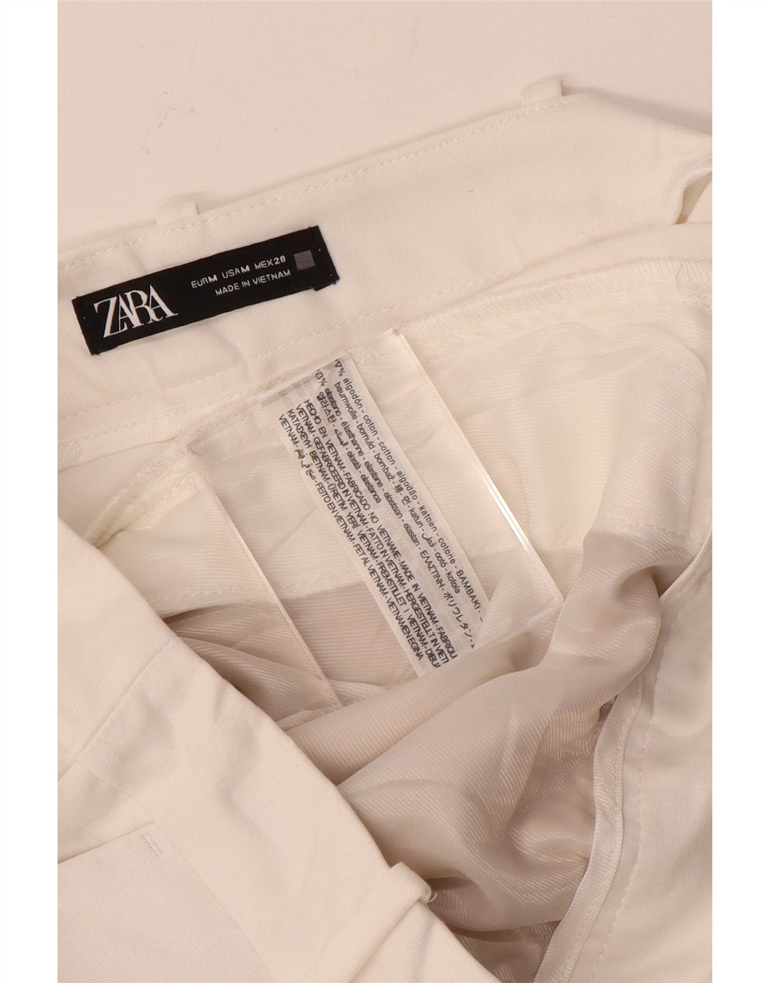 Zara Chino Shorts til kvinder Medium W28 Hvid Bomuld