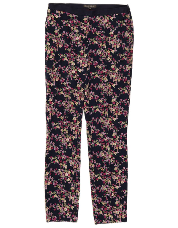 Laura Ashley Dame Casual Bukser UK 10 Small W30 L28 Navy Blue Floral