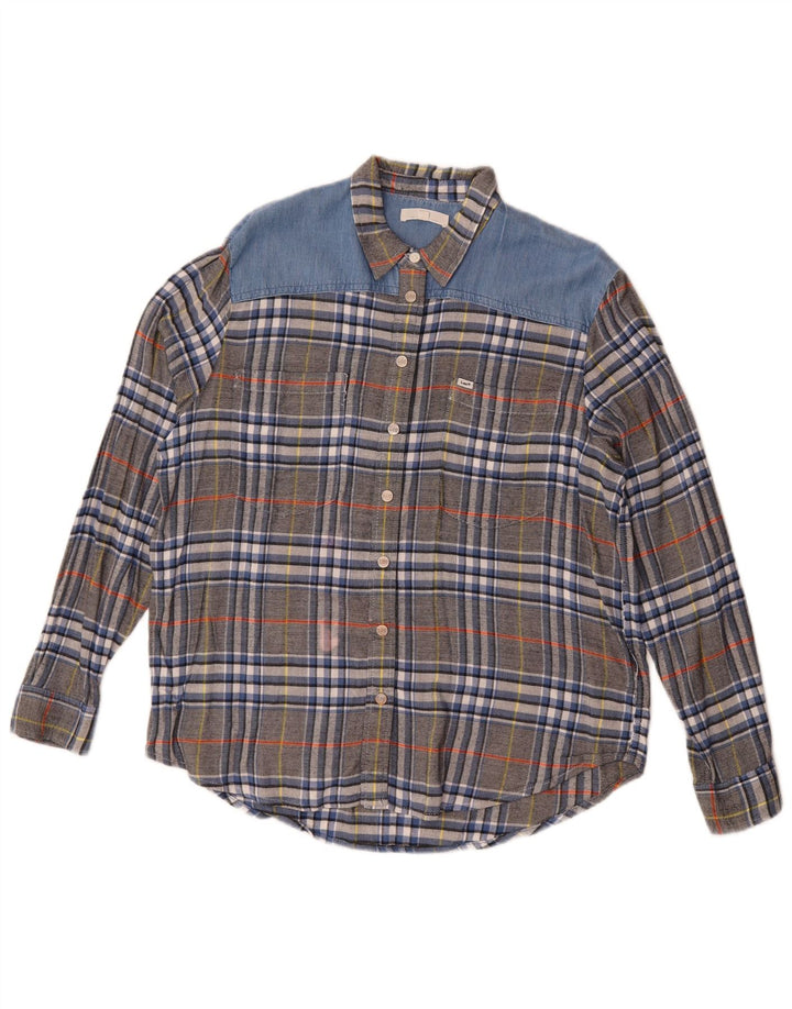 Lee Dame Flannel Shirt UK 16 Large Grey Plaid Viscose