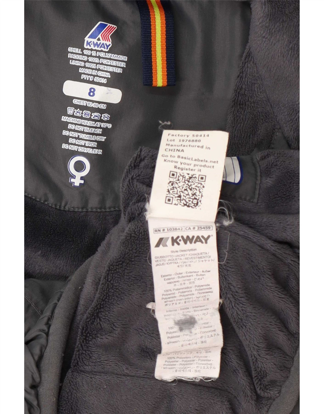 K-Way Dame Hooded Windbreaker Jacket UK 8 Small Grå Polyamid