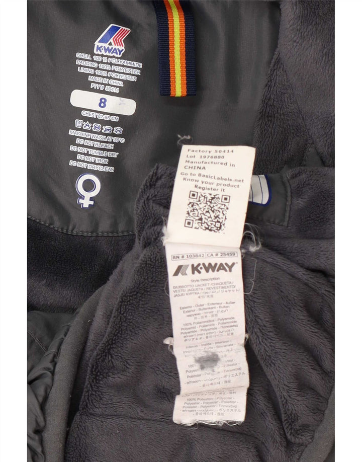 K-Way Dame Hooded Windbreaker Jacket UK 8 Small Grå Polyamid