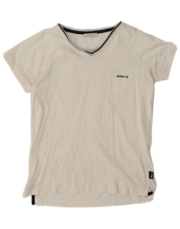 Asics Dame T-Shirt Top UK 12 Medium Hvid Bomuld