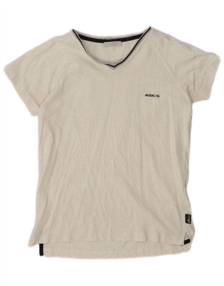 Asics Dame T-Shirt Top UK 12 Medium Hvid Bomuld