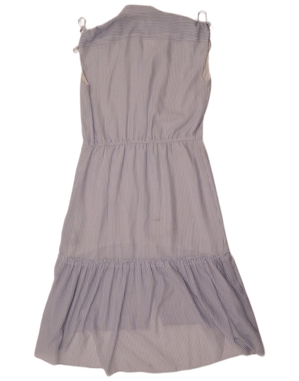 Ralph Lauren Dame ærmeløs Maxikjole US 8 Medium Blue Pinstripe
