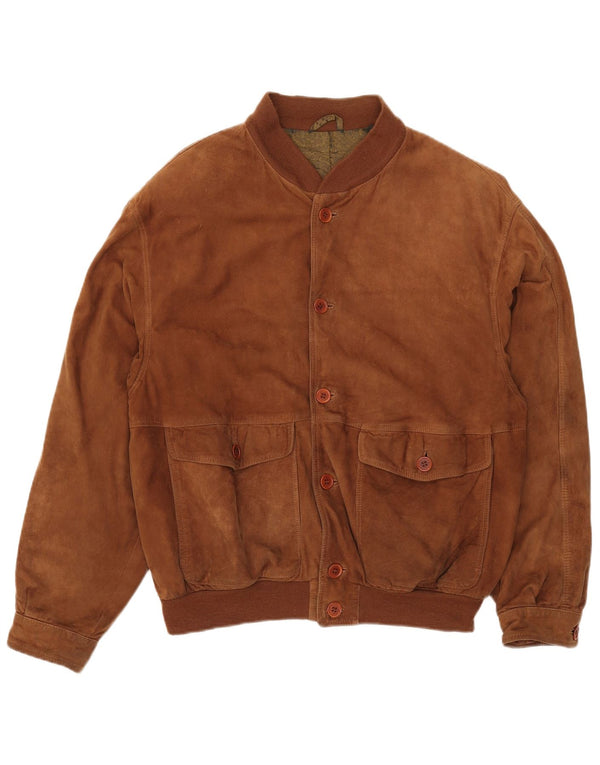 Vintage herre ruskind bomberjakke IT 54 2XL brunt læder