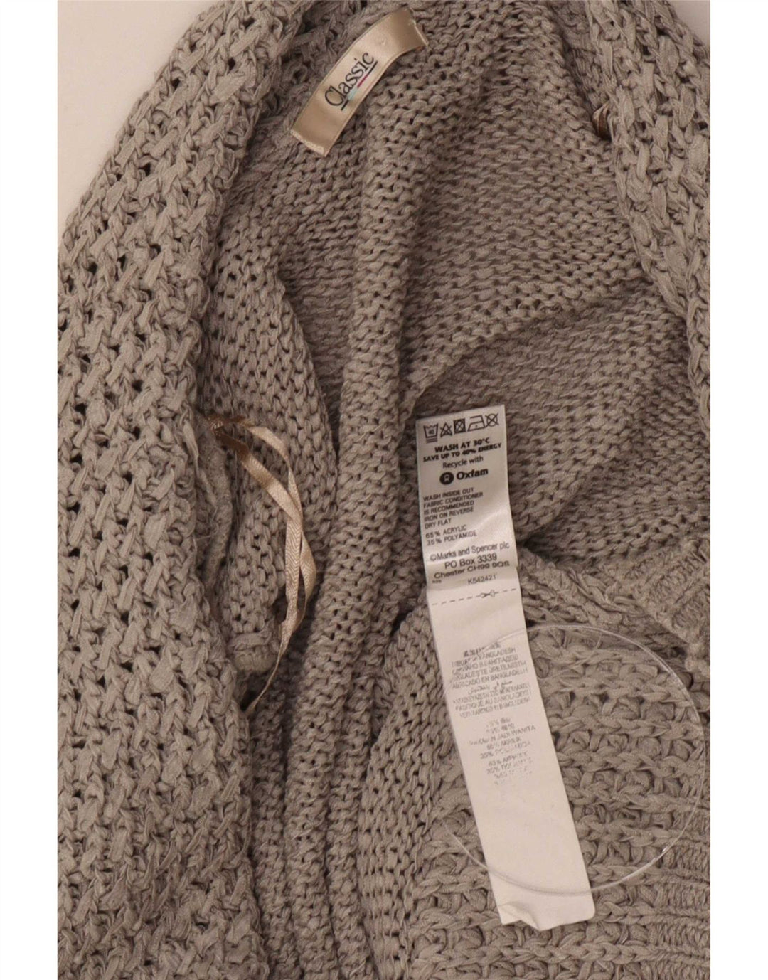 Marks & Spencer Dame Classic Open Cardigan Sweater UK 16 Large Grey