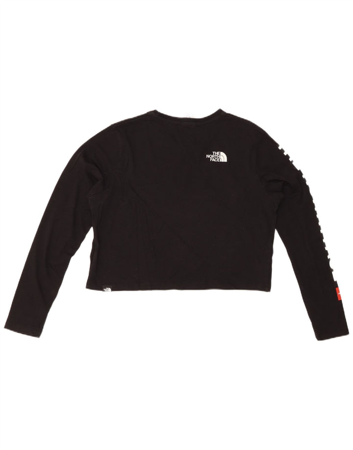 THE NORTH FACE Womens Crop Graphic Top Long Sleeve UK 14 Medium Black