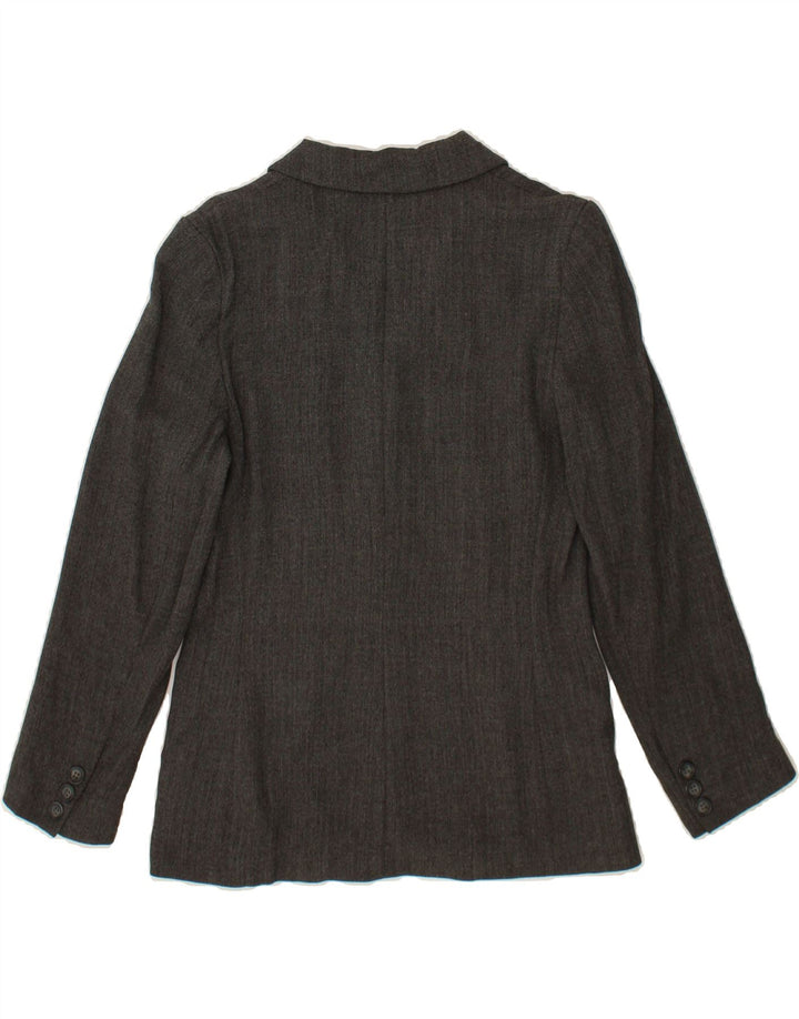LAURA ASHLEY Womens 3 Button Blazer Jacket UK 12 Medium Grey Wool Vintage Laura Ashley and Second-Hand Laura Ashley from Messina Hembry 