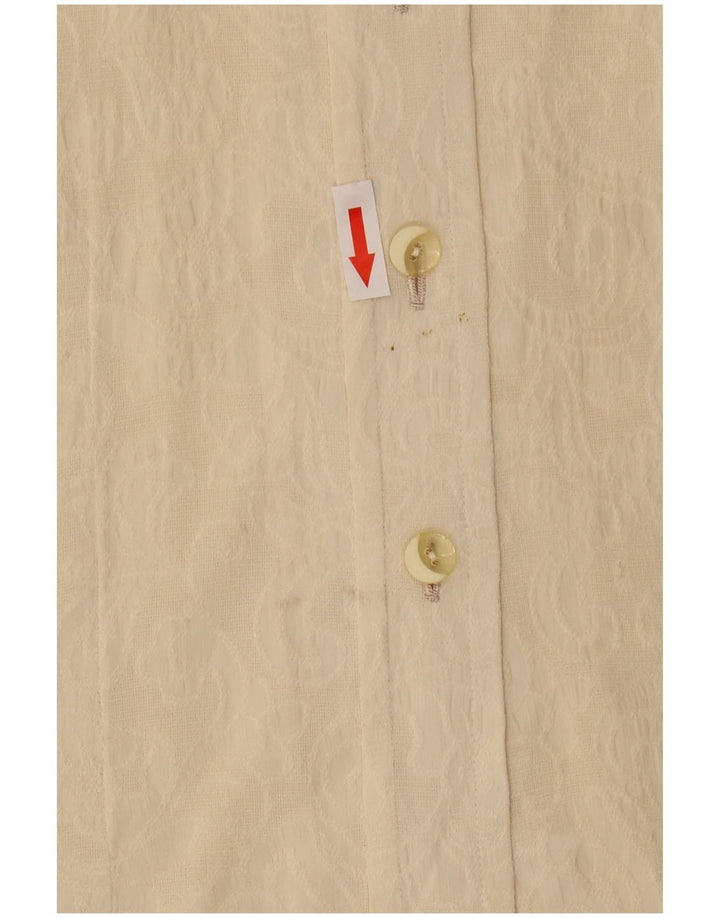 Vintage Dame Gennemsigtig Skjorte Bluse UK 14 Medium Beige
