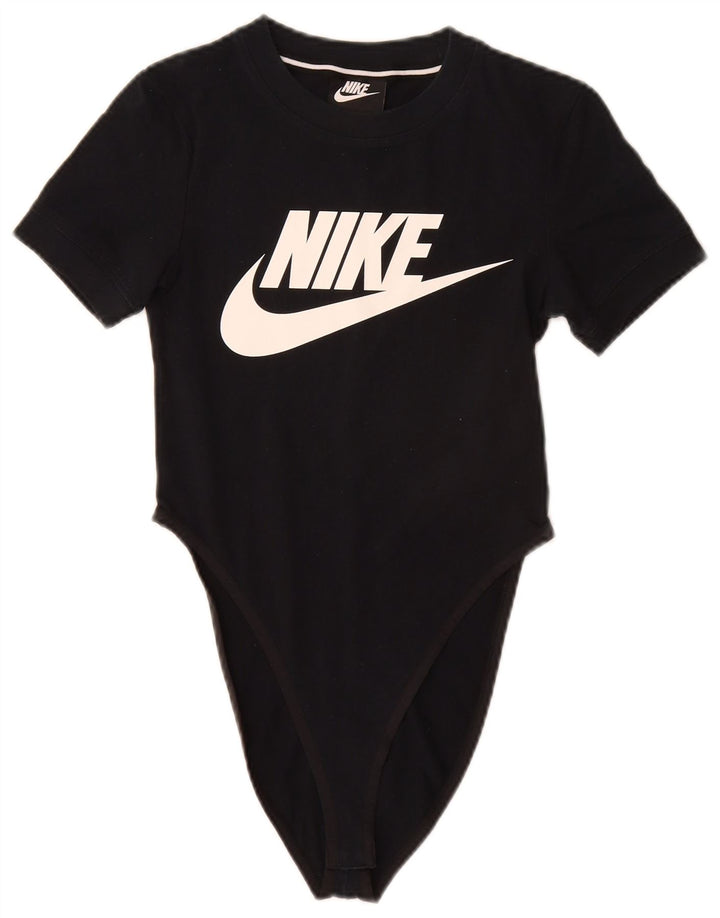 Nike Grafisk Bodysuit til kvinder UK 6 XS Sort Bomuld