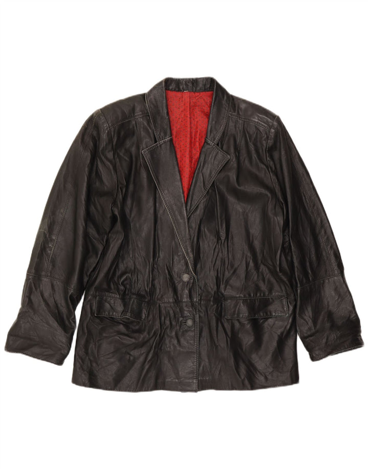 Vintage dame læderjakke IT 50 XL sort læder