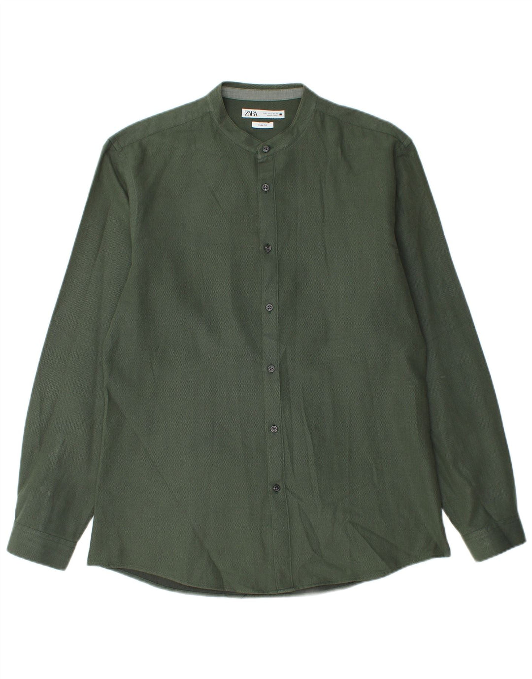Zara Herre Slim Fit Skjorte Large Grøn