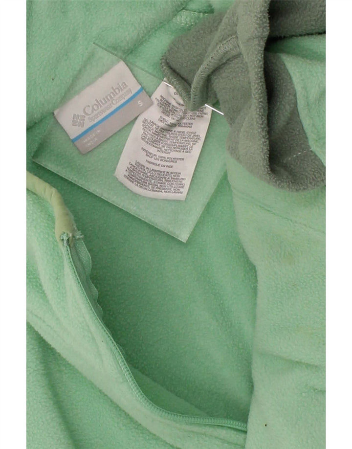 COLUMBIA Womens Fleece Jacket UK 10 Small Green Colourblock Polyester Vintage Columbia and Second-Hand Columbia from Messina Hembry 
