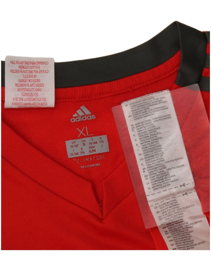 ADIDAS Boys Climacool T-Shirt Top 15-16 år XL Rød Polyester