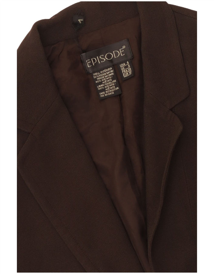 Episode Dame 1 Knap Blazer Jacket UK 8 Small Brown Viscose