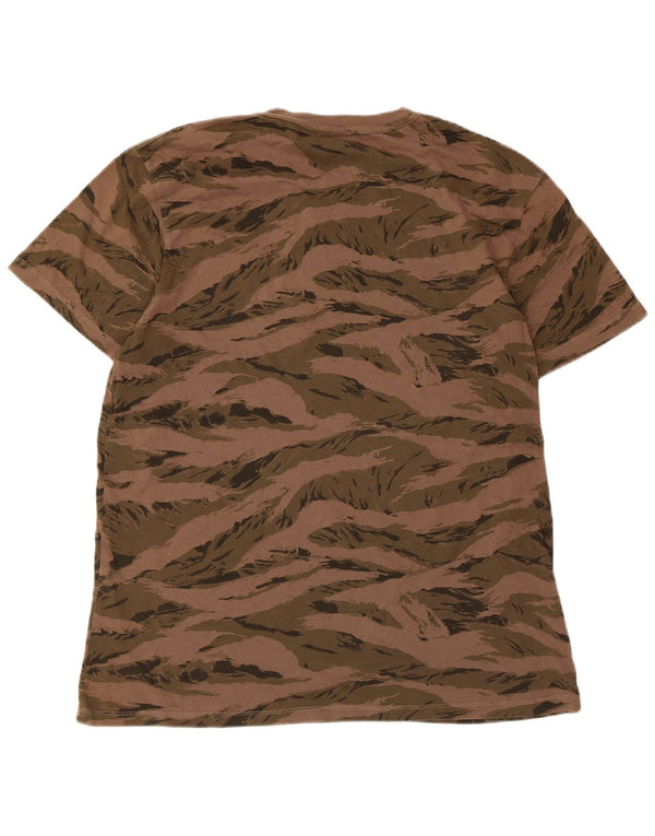 All Saints Herre Regular Fit T-Shirt Top Medium Brun Animal Print Bomuld