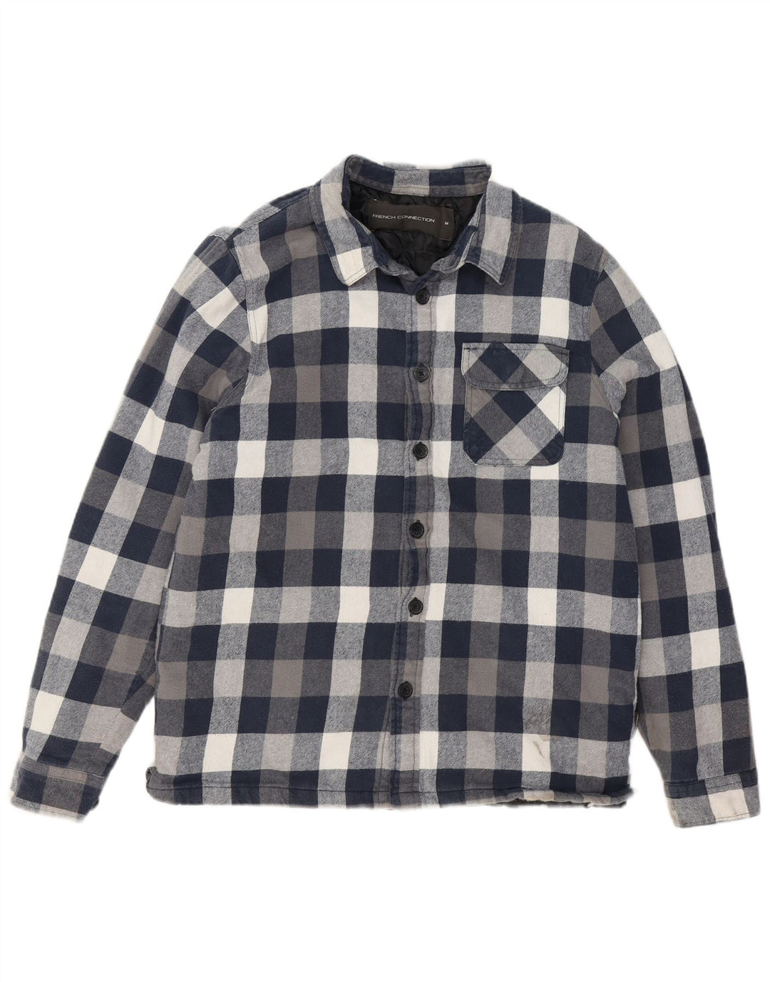 FRENCH CONNECTION Mens Lumberjack Flannel Shirt Medium Navy Blue Check