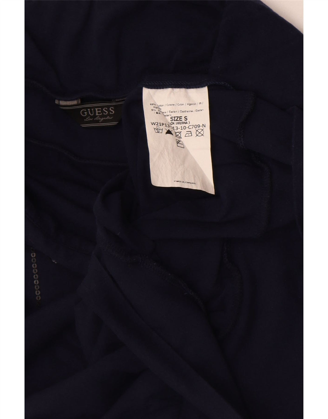 Guess Womens Graphic Crop Stropløs Top UK 8 Small Navy Blue Cotton