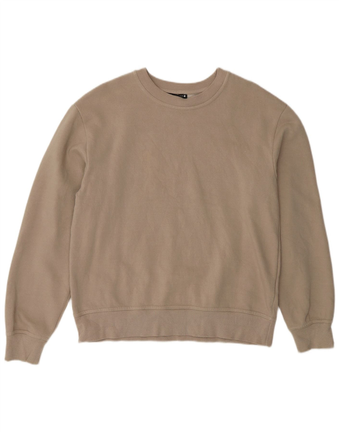 Zara Dame Oversized Sweatshirt Jumper UK 10 Small Beige Bomuld