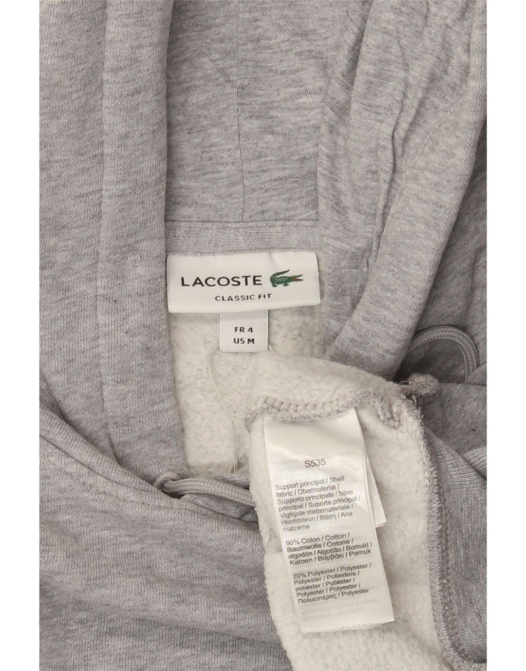 Lacoste Herre grafisk hættetrøjetrøje Størrelse 4 Medium Grey Colourblock