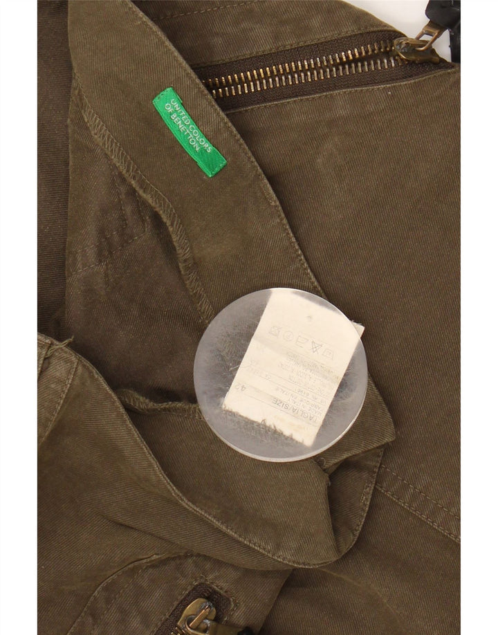 BENETTON Womens Straight Cargo Trousers IT 42 Medium W30 L31 Khaki Cotton