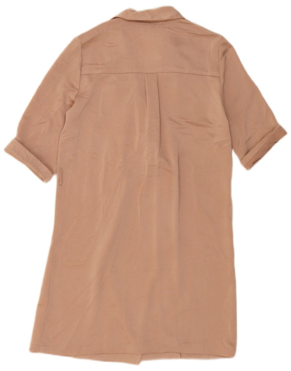 Topshop Dame Kortærmet Dobbeltradet Skjortekjole UK 8 Small Beige