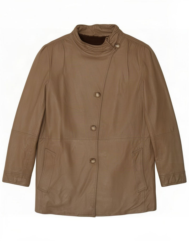 Vintage Dame Shearling Jacket UK 14 Medium Khaki