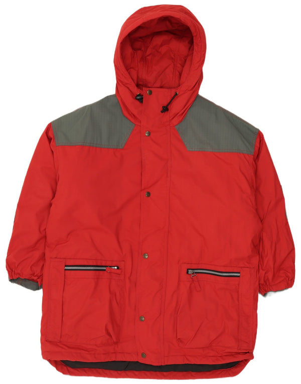 Fjall Raven Herre Hætte Skijakke UK 38 Medium Rød Colourblock Nylon