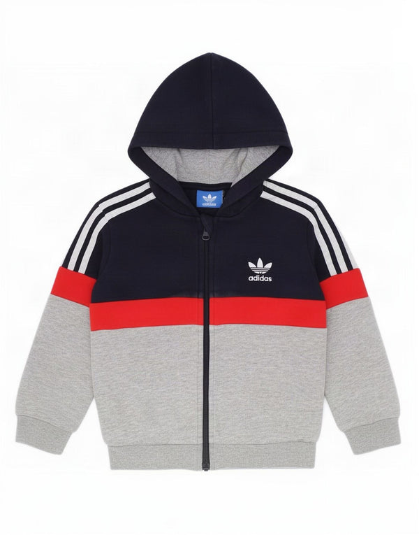 Adidas Baby Boys Hættetrøje med lynlås 18-24 måneder Grå Colourblock Bomuld