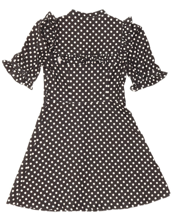 Oasis kortærmet skjortekjole til kvinder UK 10 Small Black Polka Dot