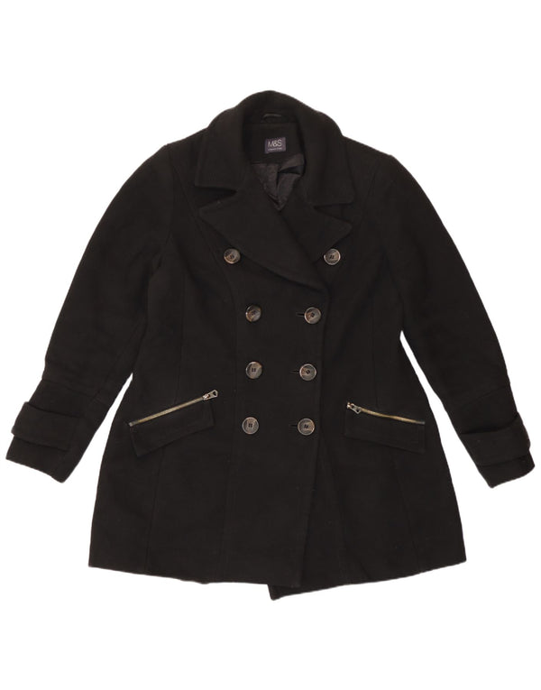 Marks & Spencer Womens Pea Coat UK 14 Large Black Polyester