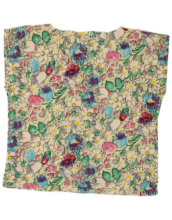 Vintage Dame T-Shirt Top UK 16 Large Multicolored Floral