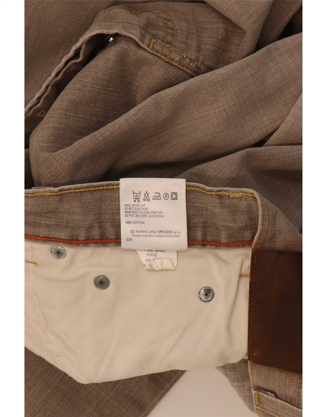 Marks & Spencer Straight Jeans til mænd W40 L33 Khaki Bomuld