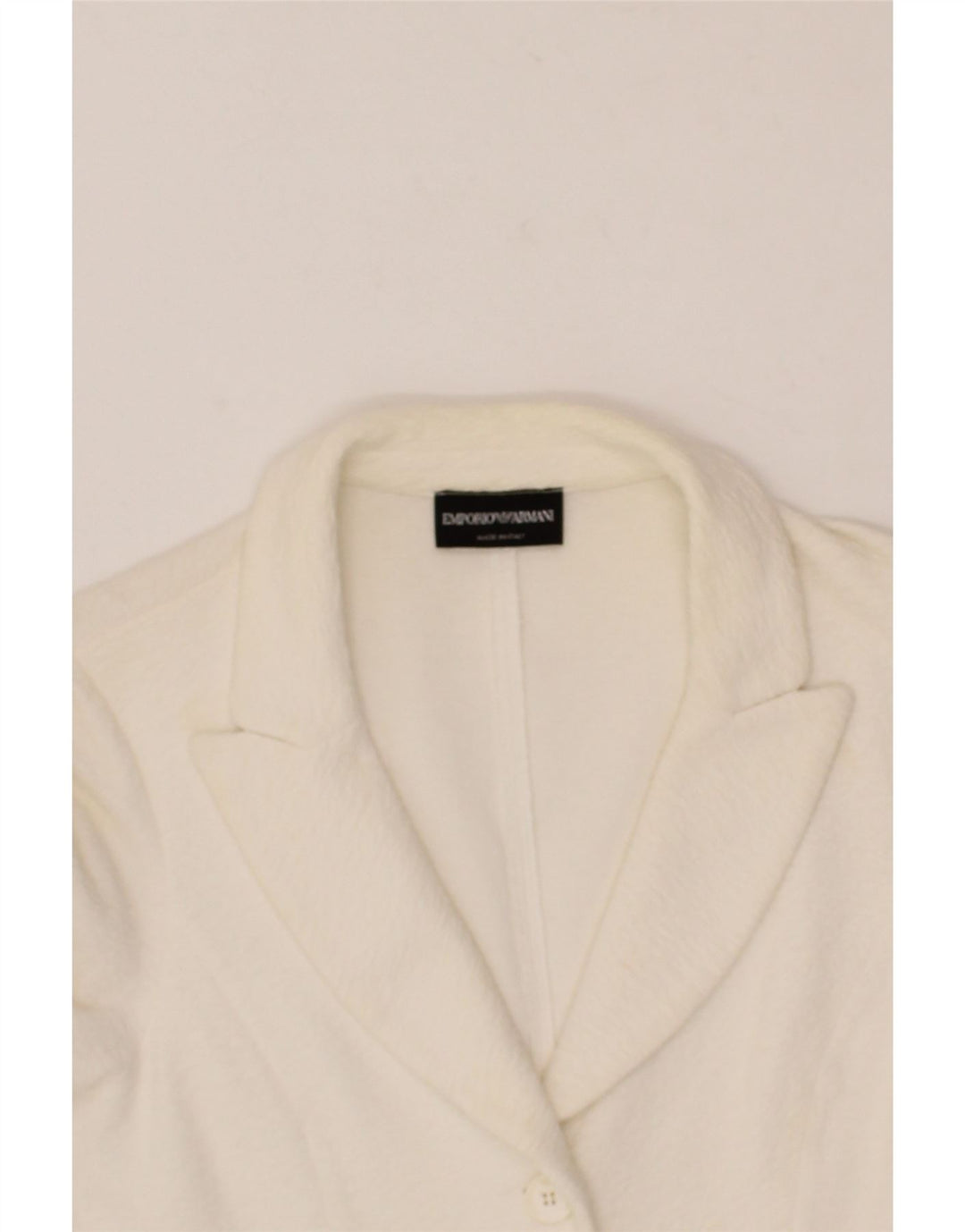 EMPORIO ARMANI Womens 3 Button Blazer Jacket UK 12 Medium Off White Cotton Vintage Emporio Armani and Second-Hand Emporio Armani from Messina Hembry 