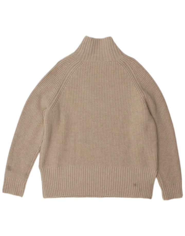 Zara Dame Oversized Turtle Neck Jumper Sweater UK 10 Small Beige Uld