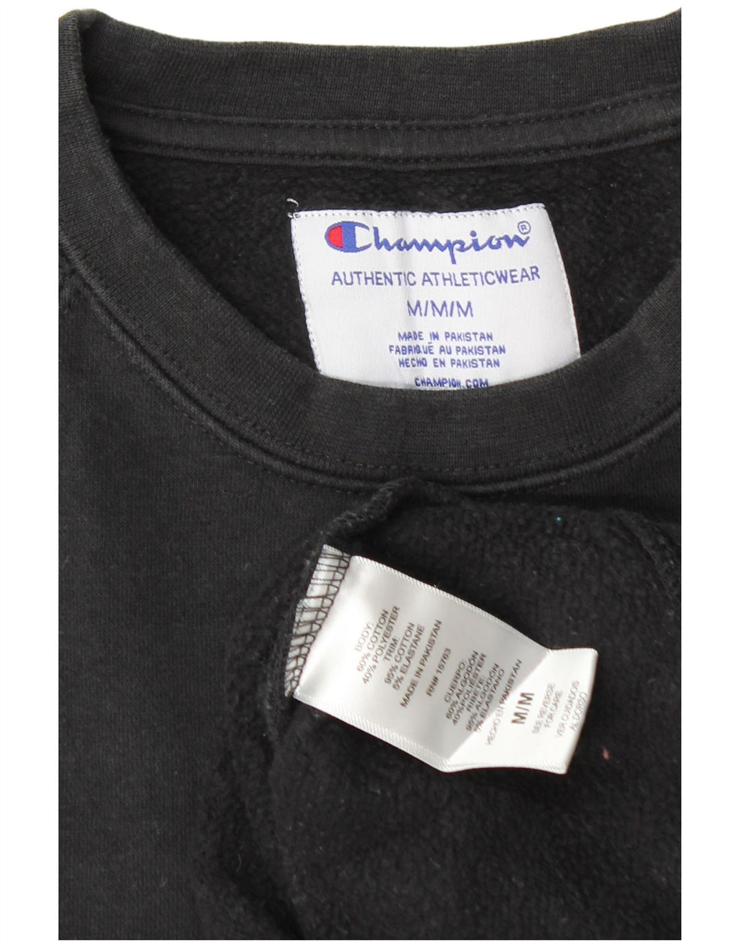 Champion Herre Grafisk Sweatshirt Jumper Medium Sort Bomuld