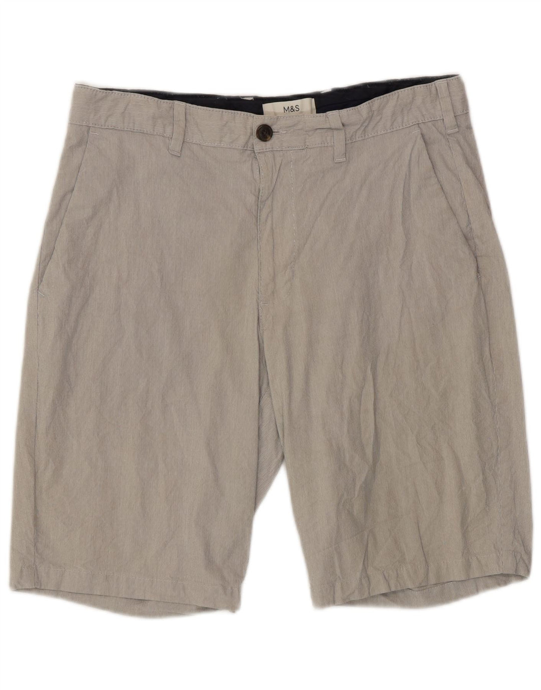 Marks & Spencer Chino Shorts til mænd W32 mellemgrå nålestribet bomuld