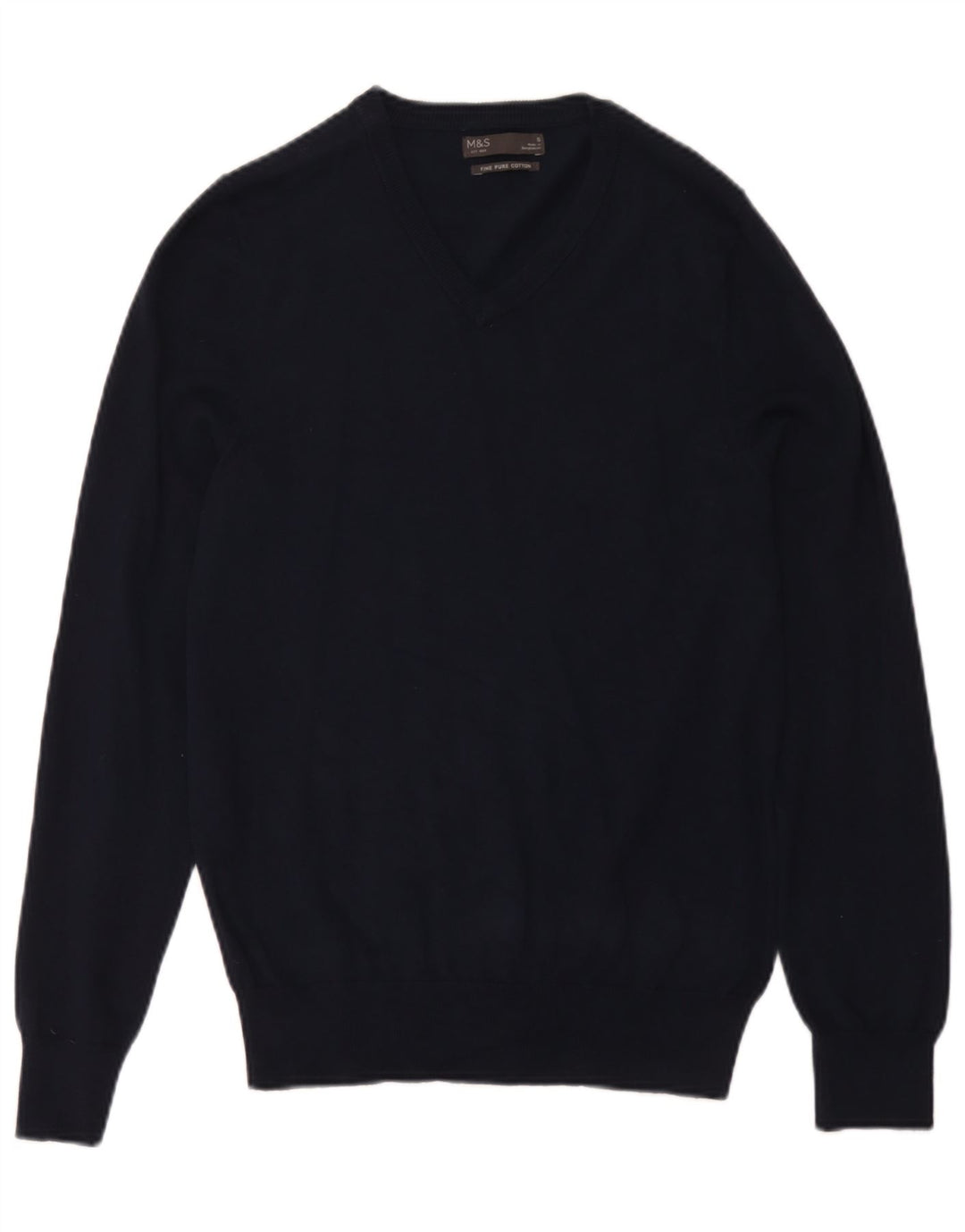 Marks & Spencer Herre V-hals sweater lille marineblå bomuld