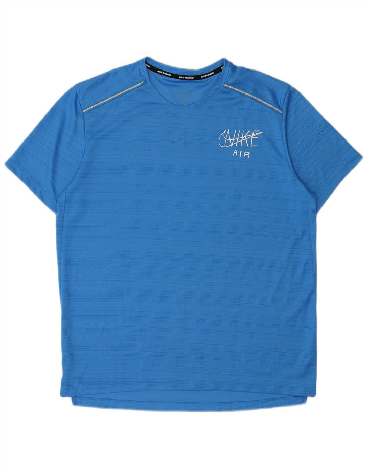 Nike Herre Dri Fit Grafisk T-Shirt Top Stor Blå Nålestribe