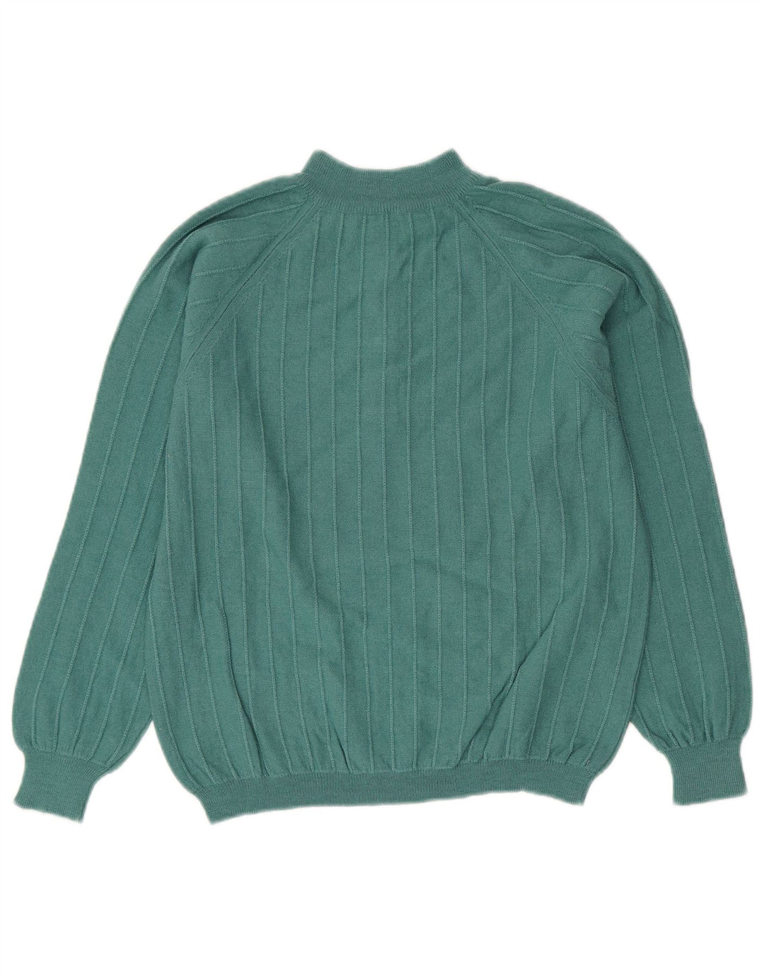 VINTAGE Dame Button Neck Sweater UK 14 Medium Green