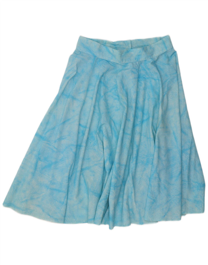Vintage Kvinders Flared Skirt Large W34 Blue Tie Dye