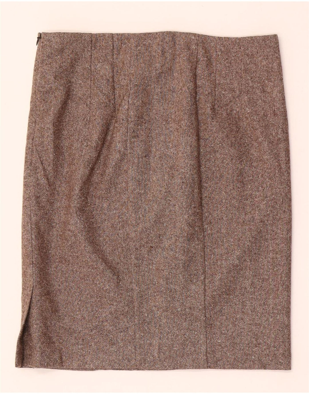 Benetton Dame Mini lige nederdel IT 42 Medium W28 Brun Flecked Uld
