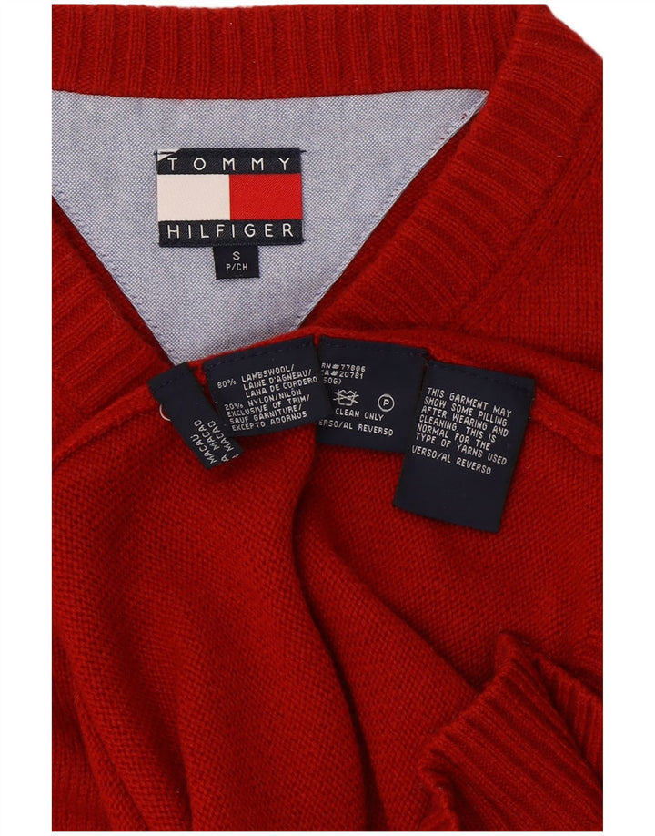 TOMMY HILFIGER Herre V-hals sweater Lille rød lammeuld