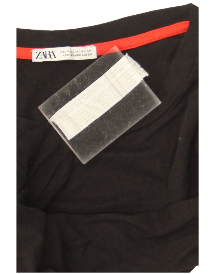 Zara Dame Oversized Vest Top UK 12 Medium Sort Bomuld