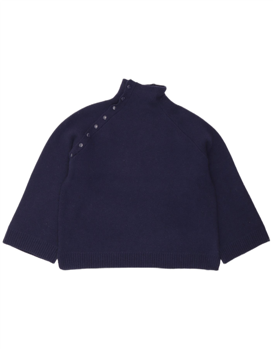Zara Dame Oversized Turtle Neck Jumper Sweater UK 10 Small Navy Blue Wool
